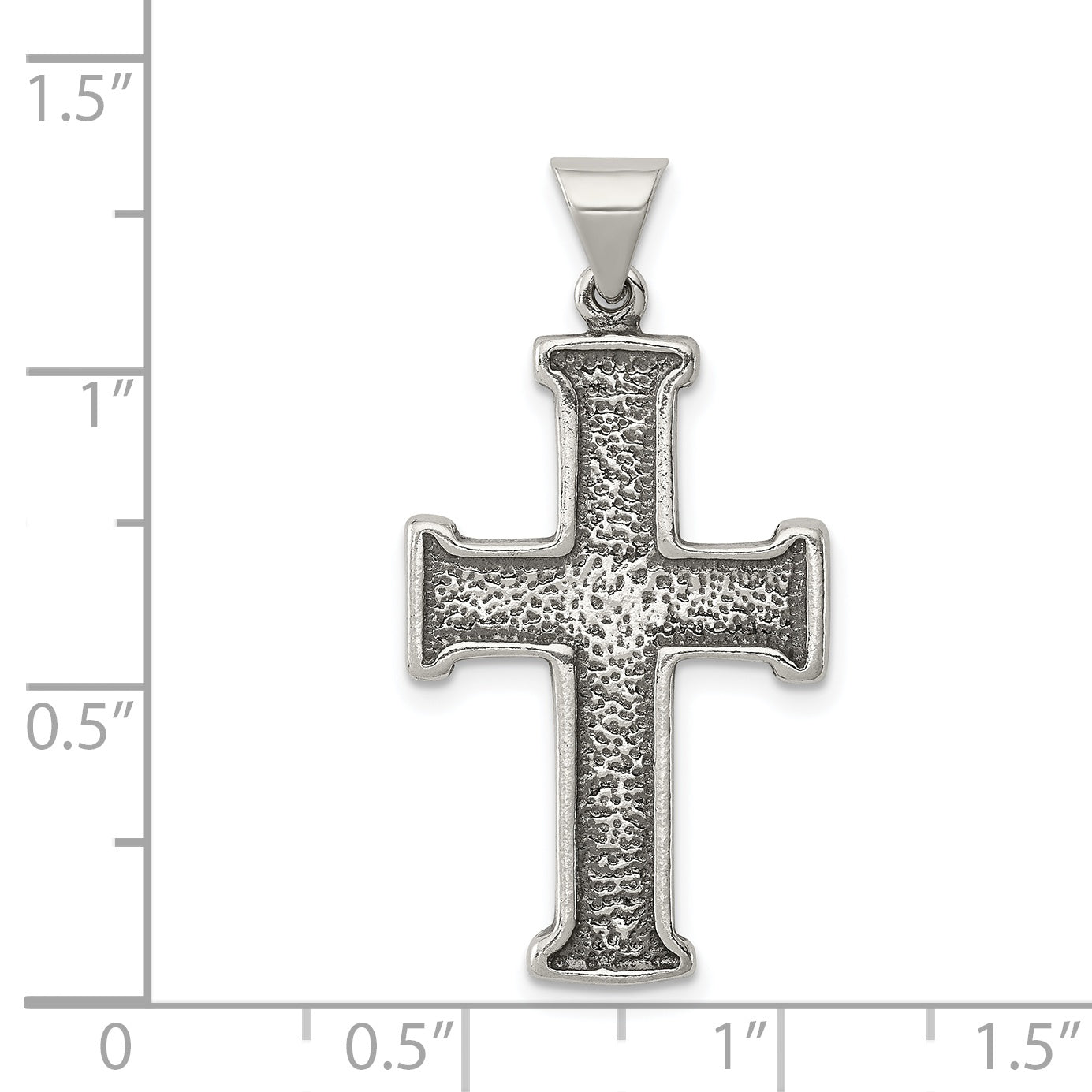 Sterling Silver 925 Antiqued Cross Pendant with Polished Finish Solid Design