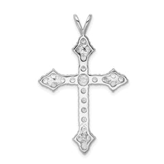 Sterling Silver 925 CZ Cross Pendant with Rhodium-Plated Polished Finish