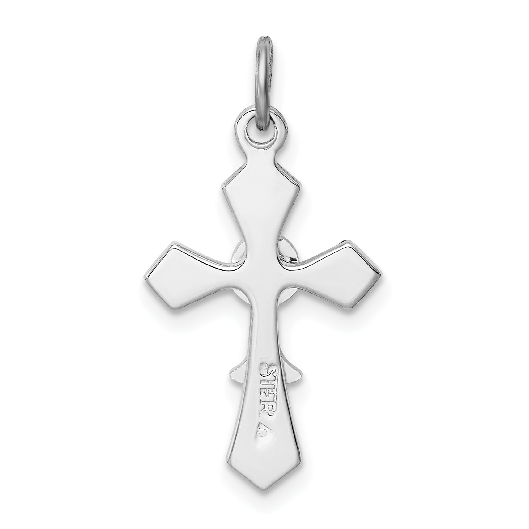 Sterling Silver 925 Rhodium-Plated Chalice Cross Charm  Polished & Solid Design