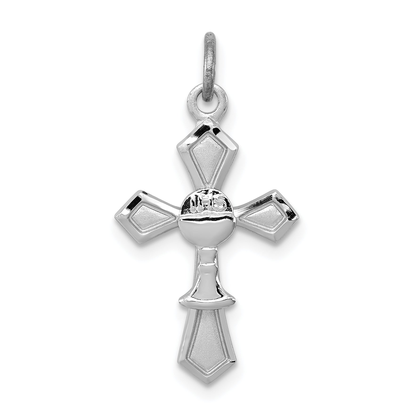 Sterling Silver Rhodium-plated Chalice Cross Charm