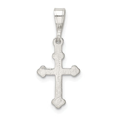 Sterling Silver 925 Polished Budded Cross Charm with Anti-Tarnish Finish