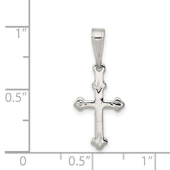 Sterling Silver 925 Polished Budded Cross Charm with Anti-Tarnish Finish