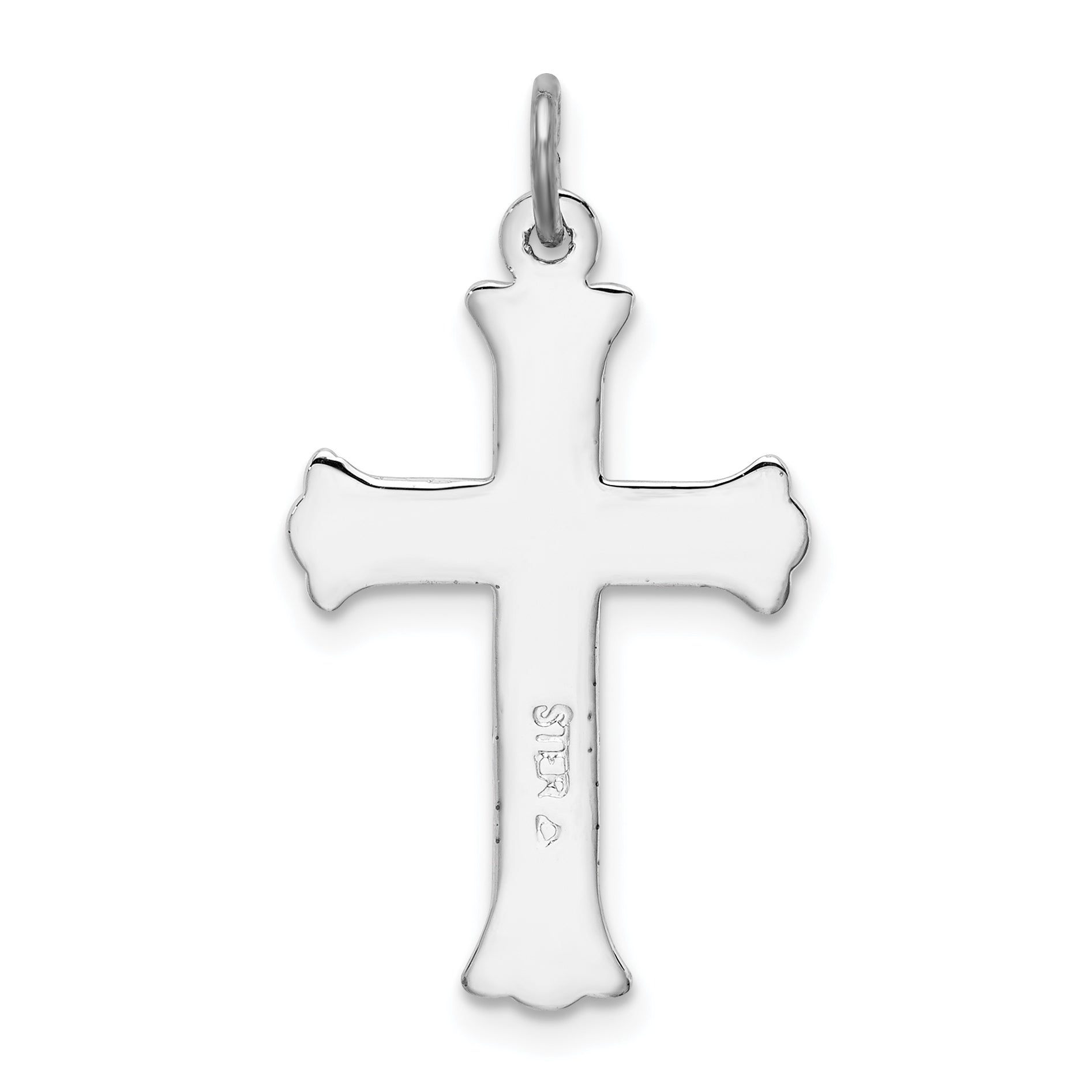 Sterling Silver Rhodium-plated Enameled Cross Charm