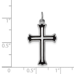 Sterling Silver Rhodium-plated Enameled Cross Charm