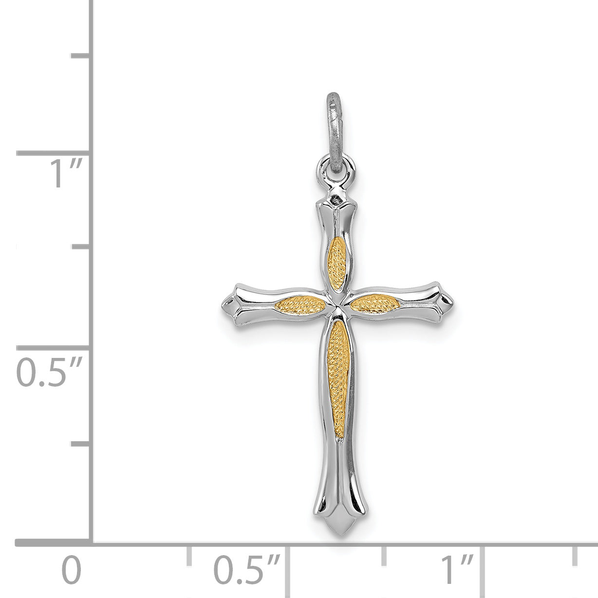 Sterling Silver Rhodium-plated and Vermeil Cross Pendant