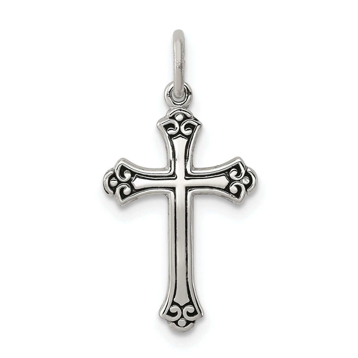 Sterling Silver Antiqued Cross Charm