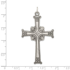 Sterling Silver Antiqued, Textured and Brushed Cross Pendant