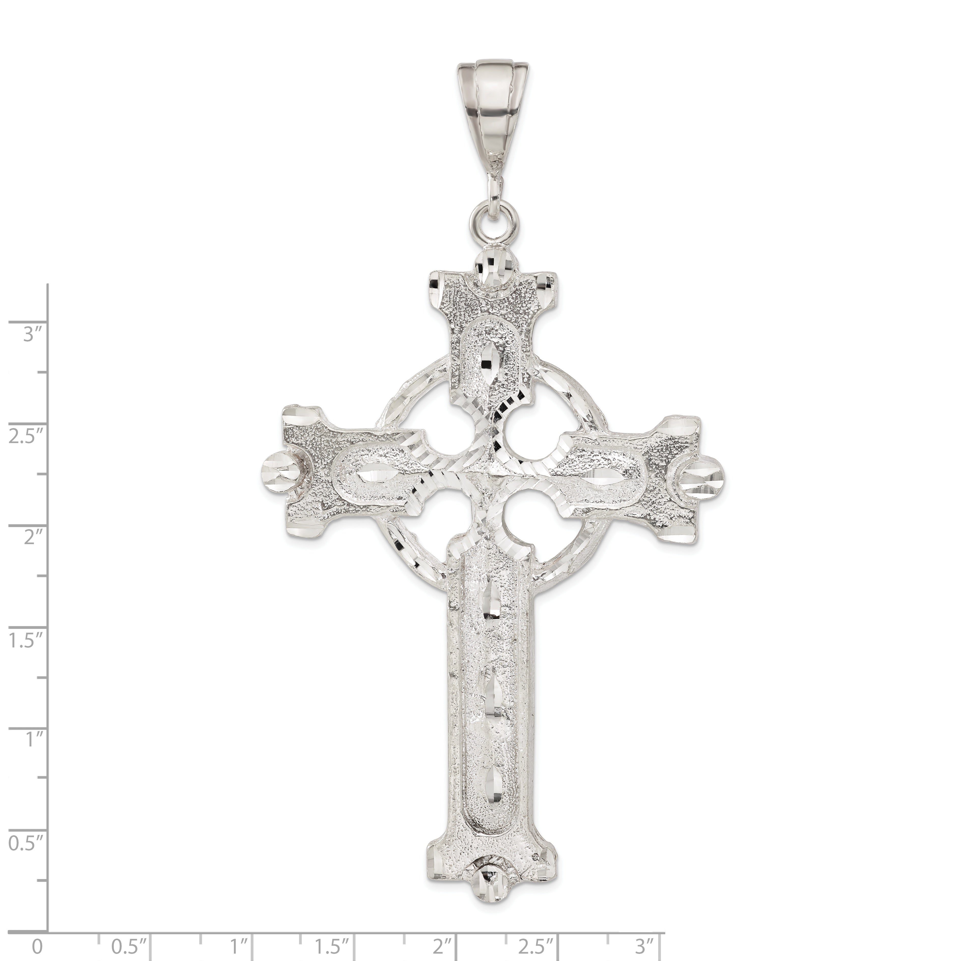 Sterling Silver 925 Iona Cross Pendant with Polished Textured Finish Unisex 4-Inch