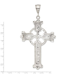 Sterling Silver 925 Iona Cross Pendant with Polished Textured Finish Unisex 4-Inch