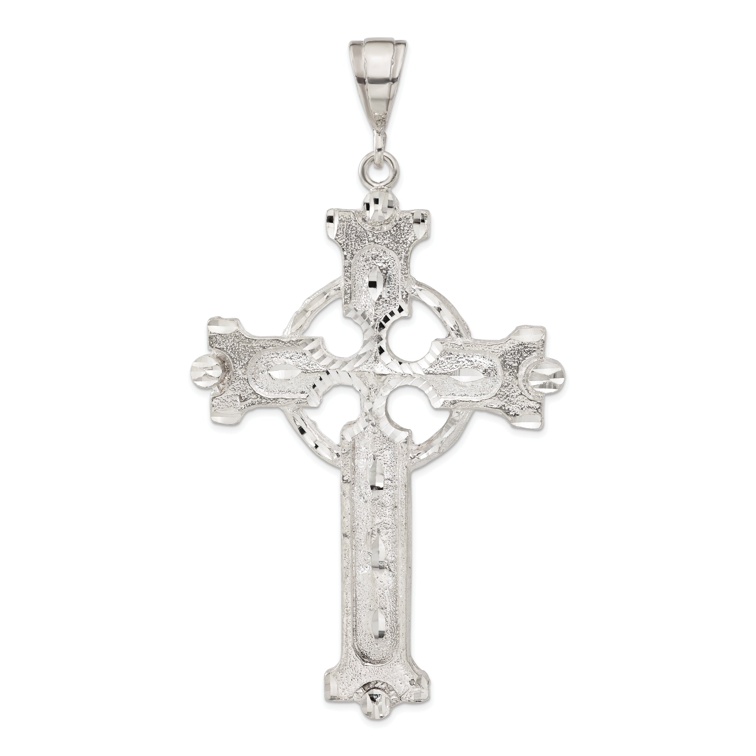 Sterling Silver Diamond-cut & Textured Iona Cross Pendant