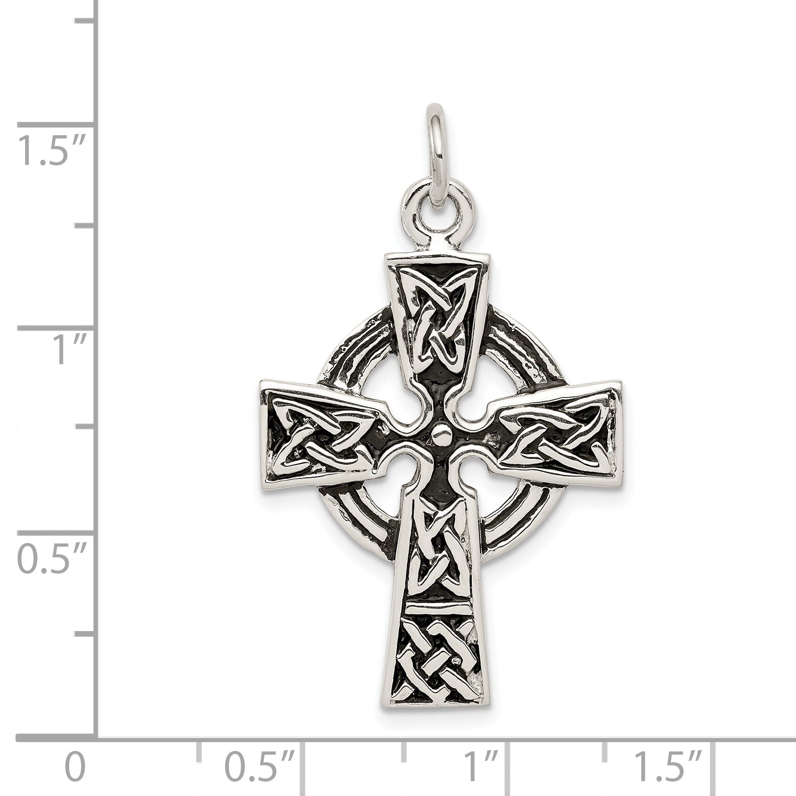 Sterling Silver 925 Antiqued Celtic Cross Charm - Polished, Solid, Vintage Design