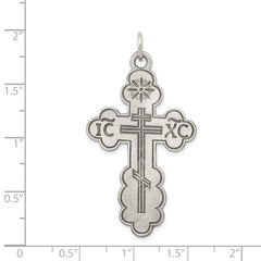 Sterling Silver 925 Eastern Orthodox Cross Charm Polished Antique Finish