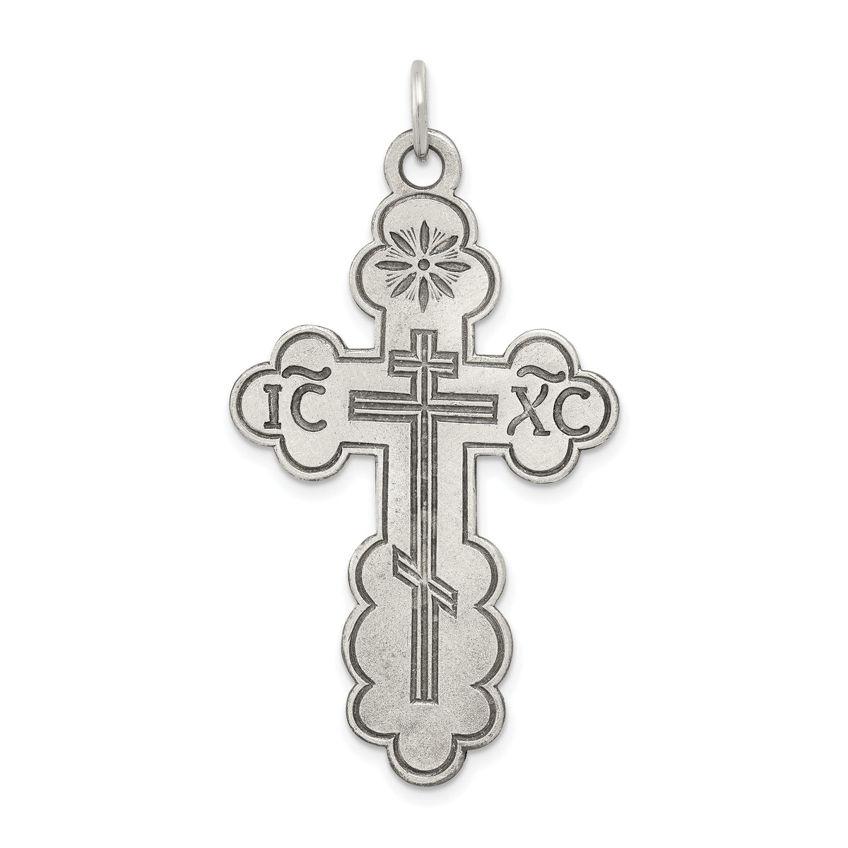 Sterling Silver Antiqued Eastern Orthodox Cross Charm