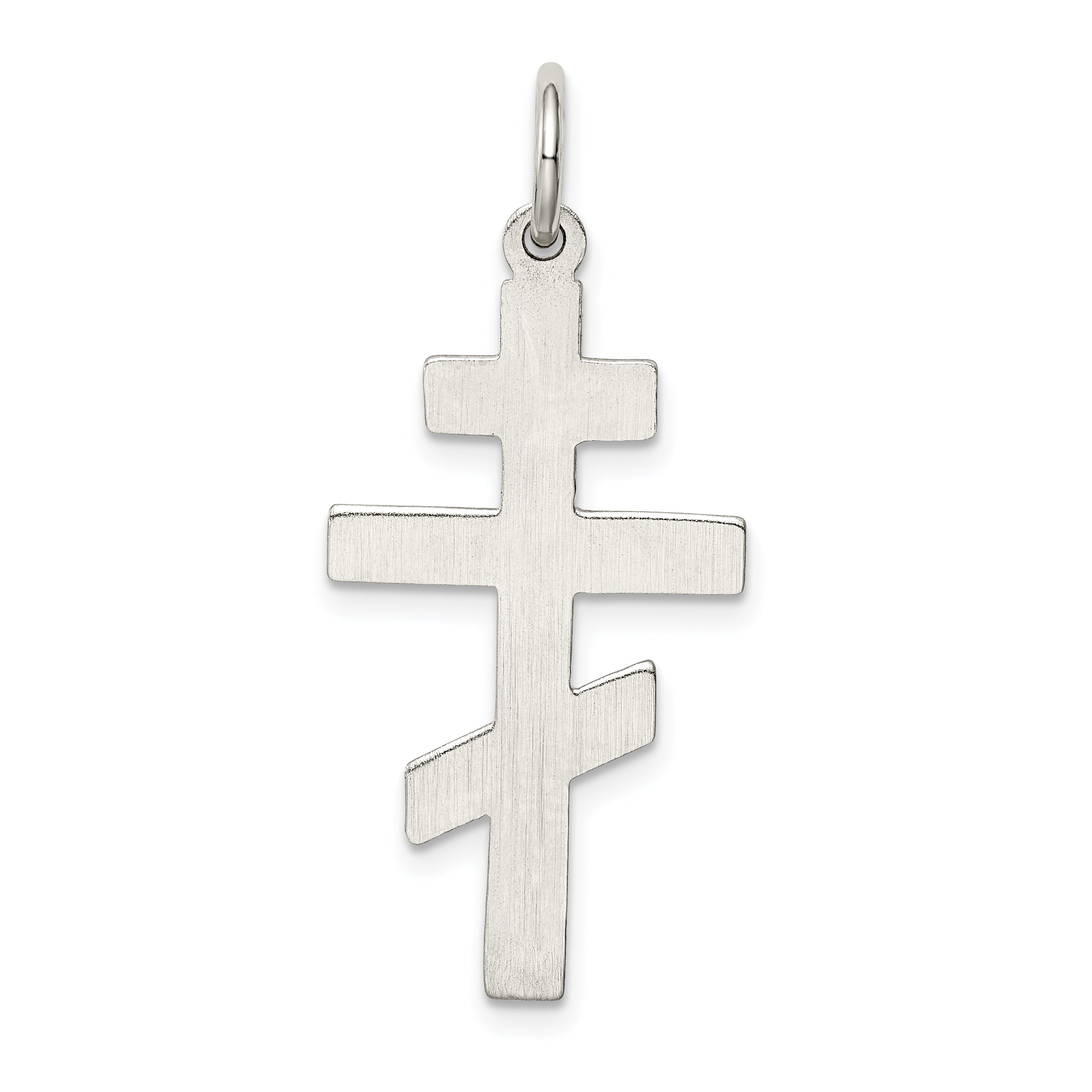 Sterling Silver 925 Eastern Orthodox Cross Charm with Polished Palladium Finish