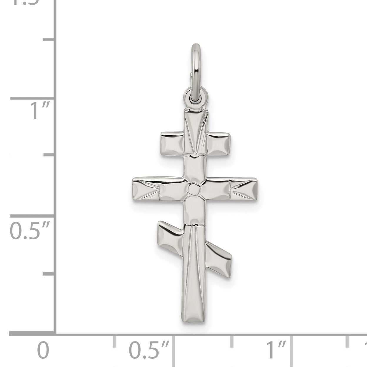 Sterling Silver 925 Eastern Orthodox Cross Charm with Polished Palladium Finish