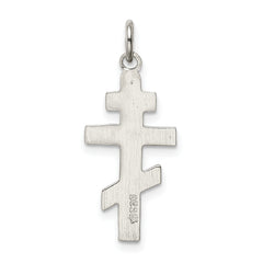 Sterling Silver 925 Eastern Orthodox Cross Charm with Polished Palladium Finish