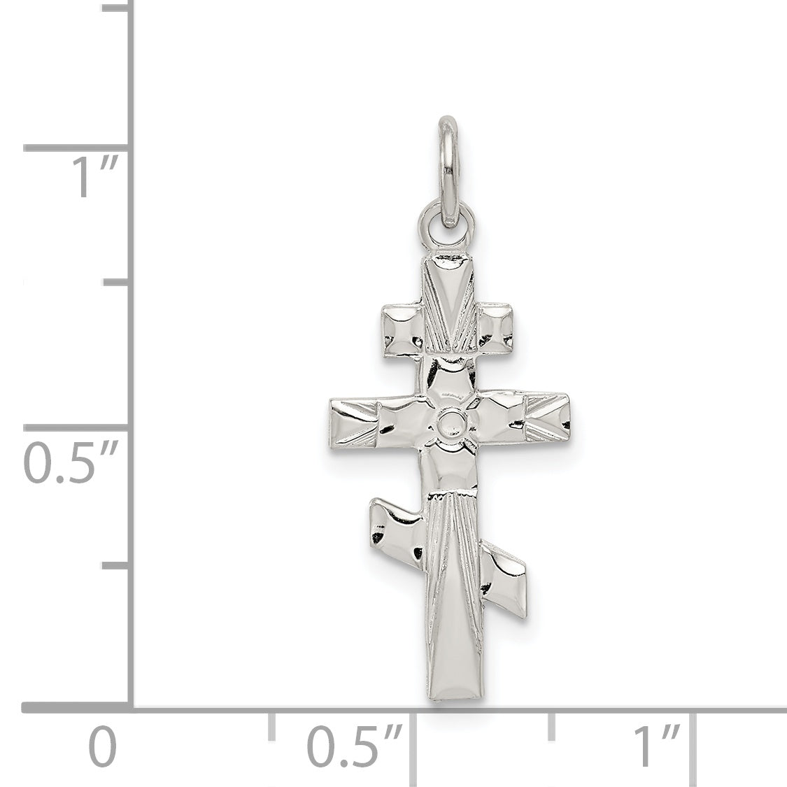 Sterling Silver 925 Eastern Orthodox Cross Charm with Polished Palladium Finish