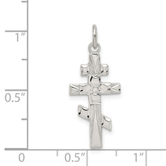 Sterling Silver 925 Eastern Orthodox Cross Charm with Polished Palladium Finish