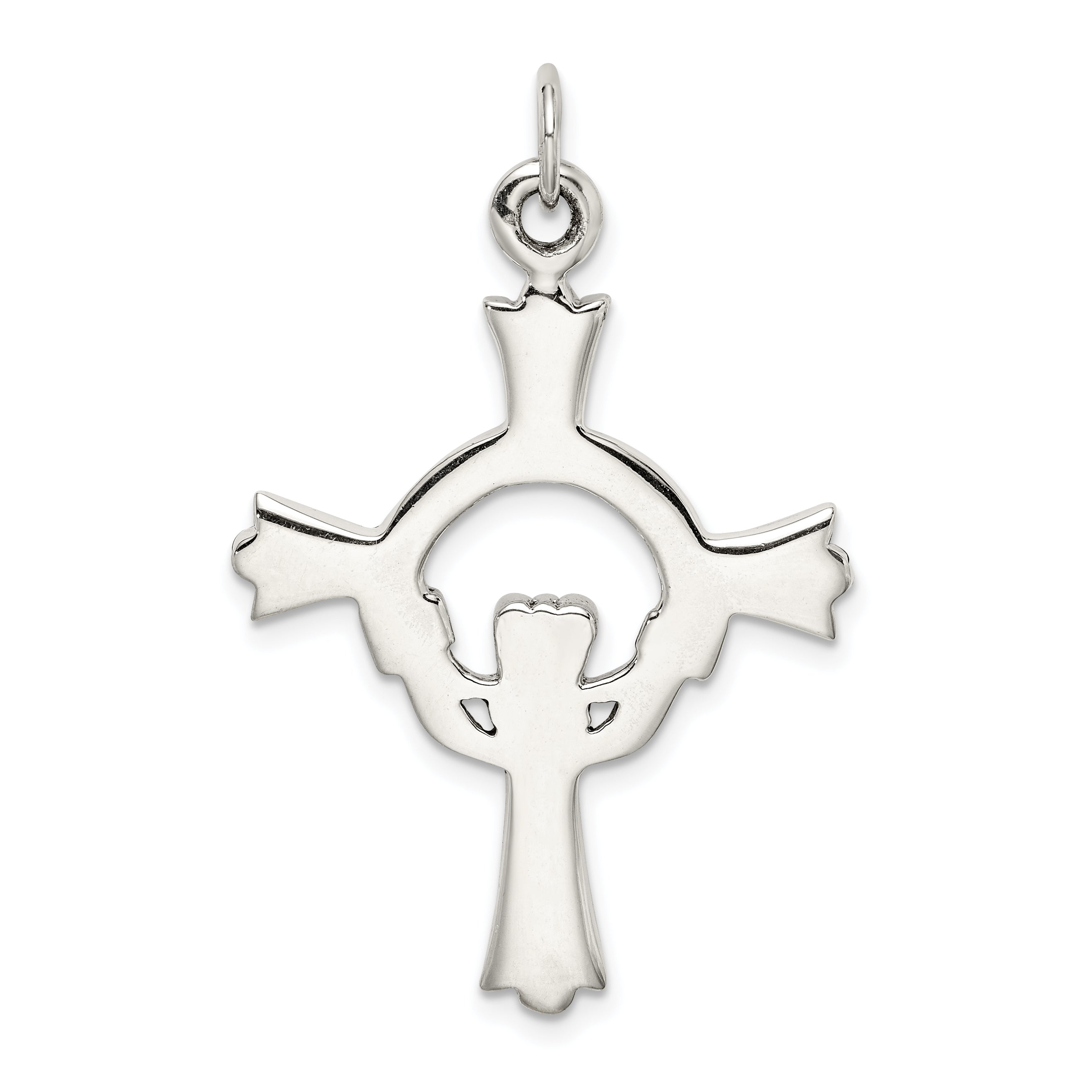 Sterling Silver Antiqued Claddagh Cross Charm