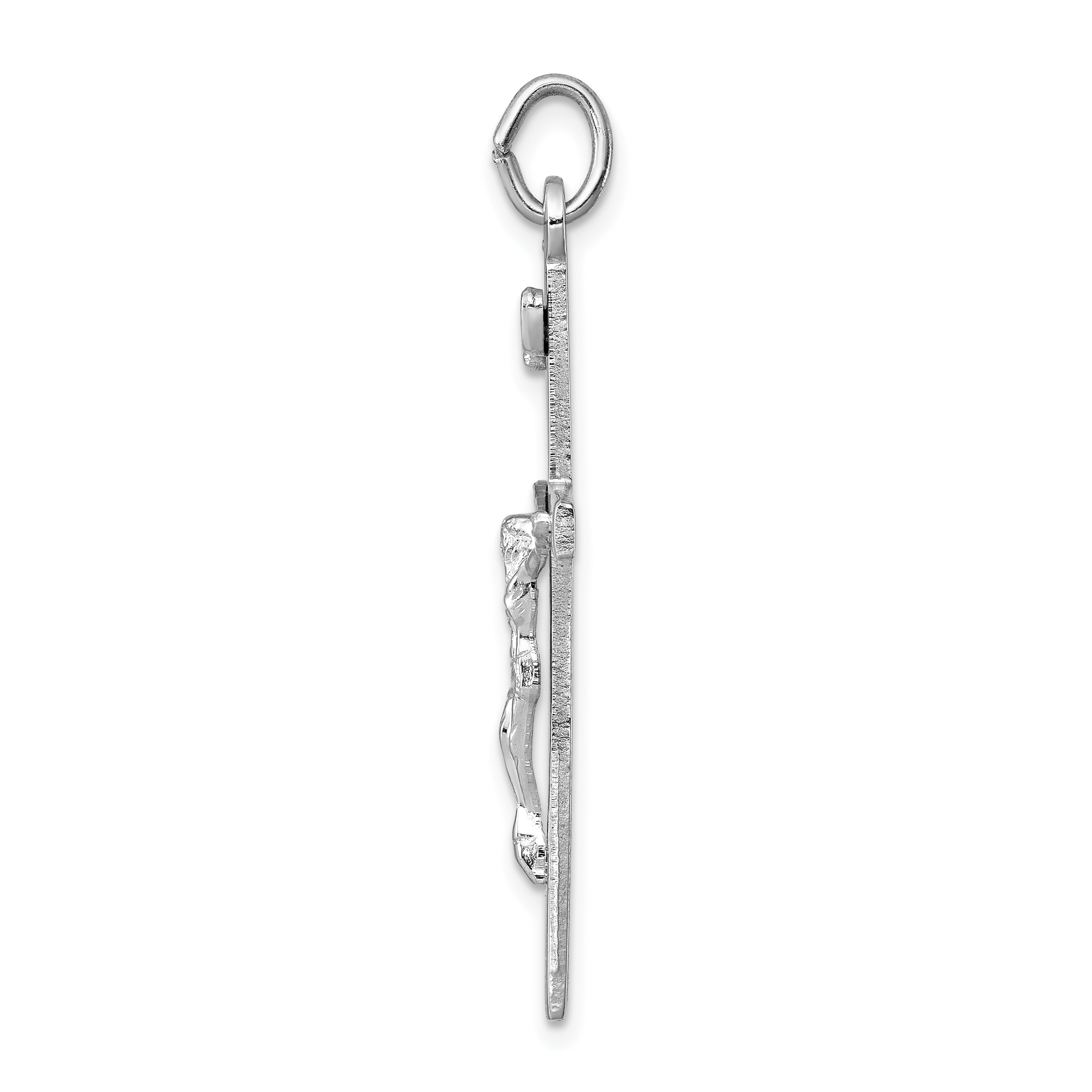 Sterling Silver 925 Polished INRI Crucifix Pendant with Rhodium Finish  Elegant and Solid Design