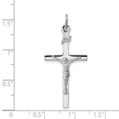 Sterling Silver 925 Polished INRI Crucifix Pendant with Rhodium Finish  Elegant and Solid Design