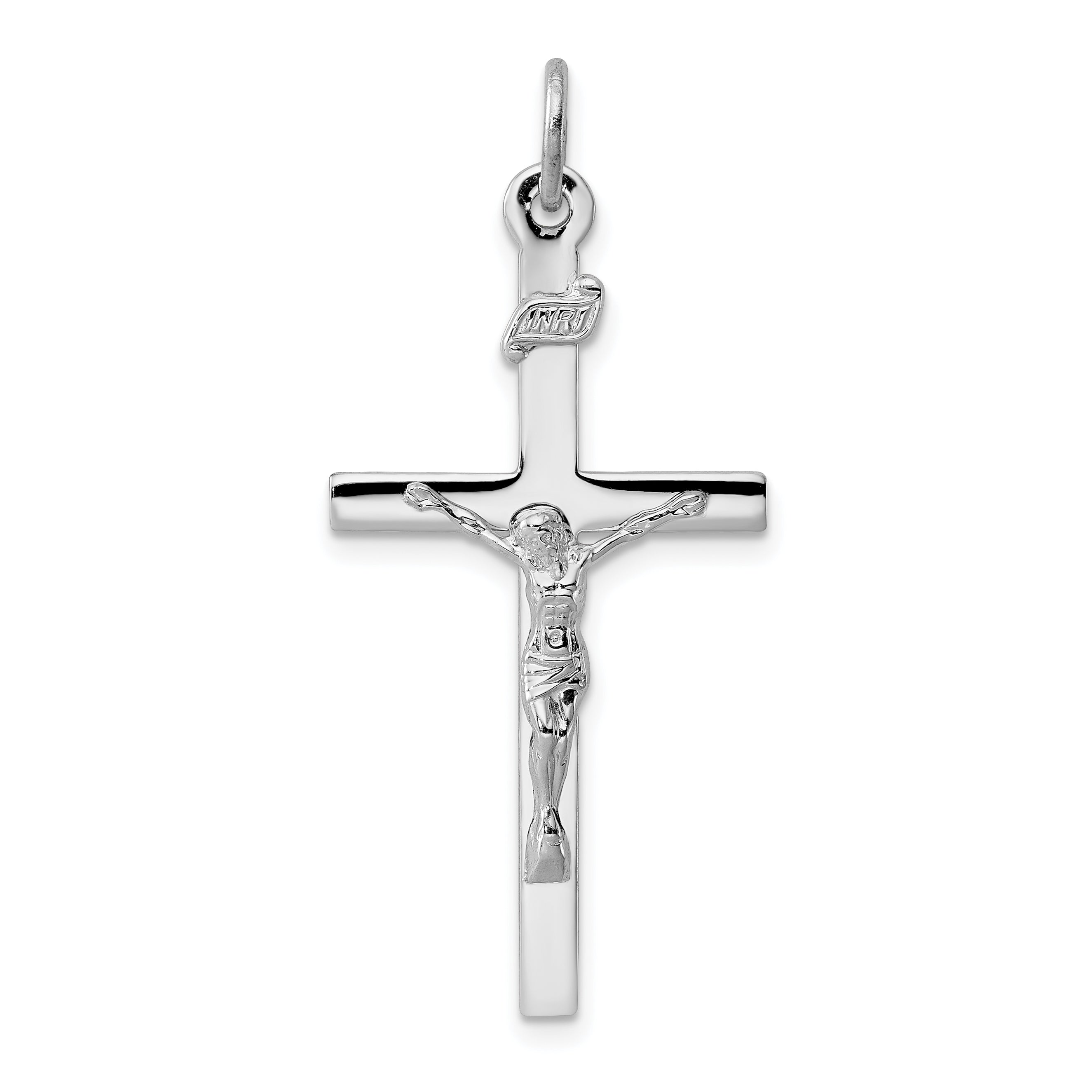 Sterling Silver Rhodium-plated INRI Crucifix Pendant