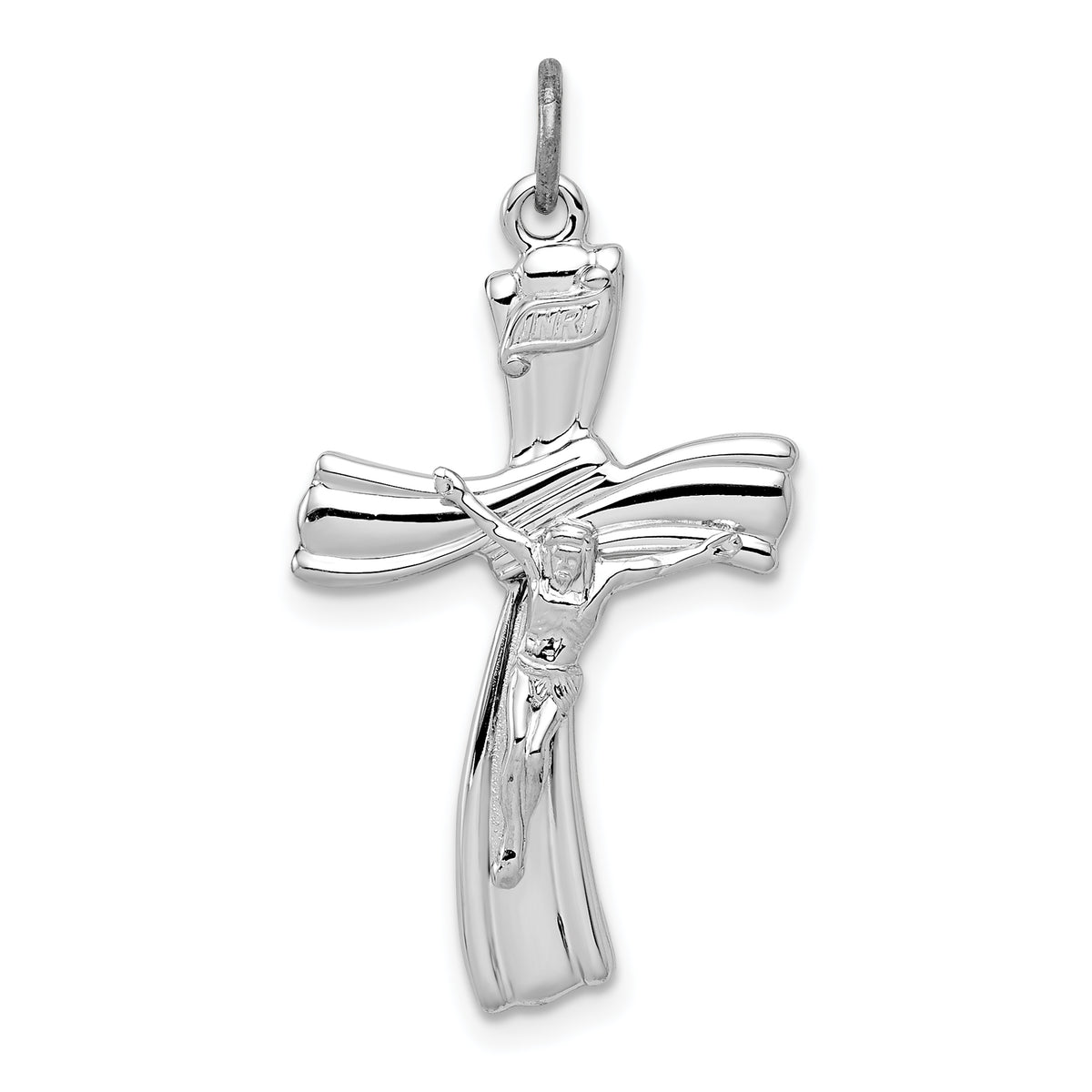 Sterling Silver Rhodium-plated INRI Crucifix Pendant