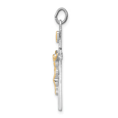 Sterling Silver Rhodium-plated & Vermeil INRI Crucifix Charm