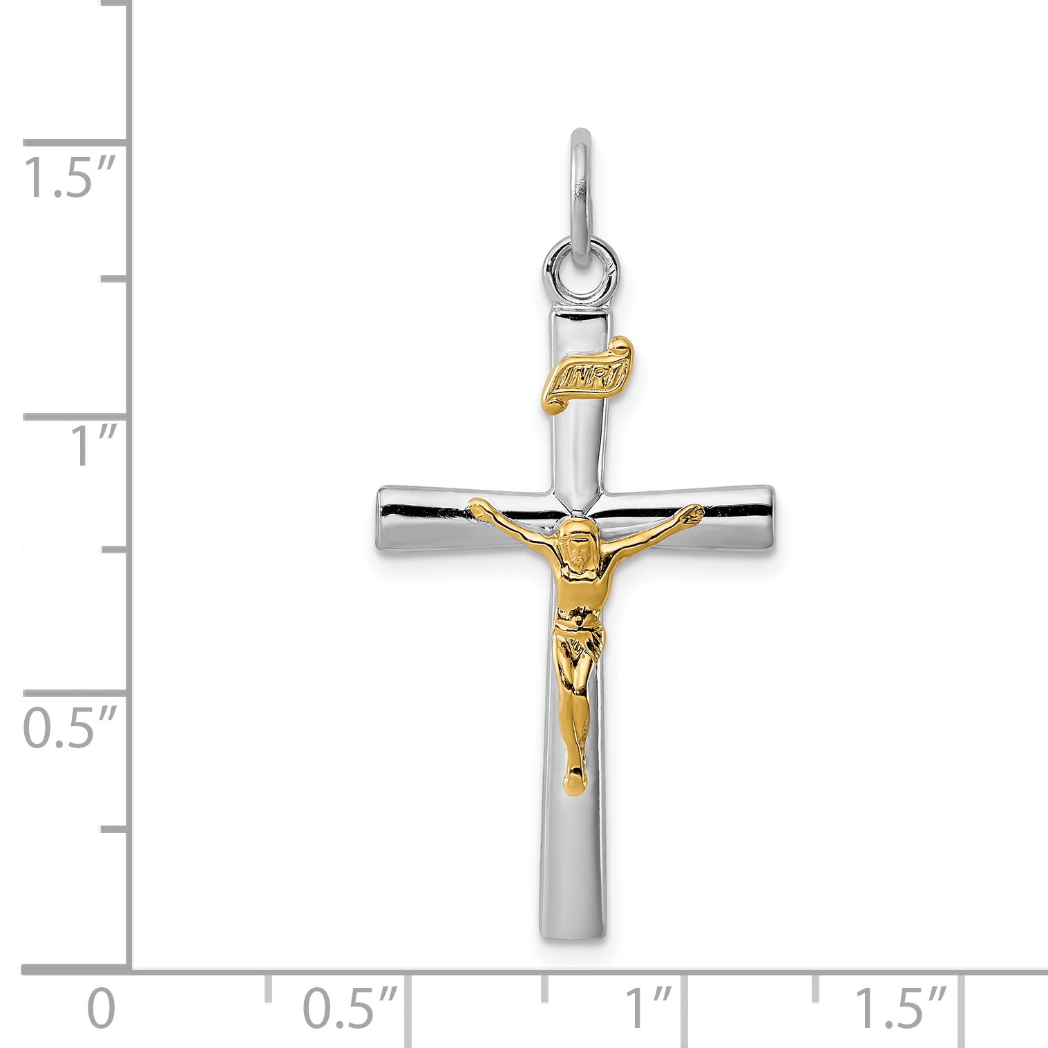 Sterling Silver & 18K Gold-plated INRI Crucifix Charm with Polished Finish