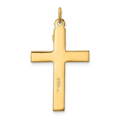 Sterling Silver INRI Crucifix Charm with Yellow Vermeil and Enamel Detailing