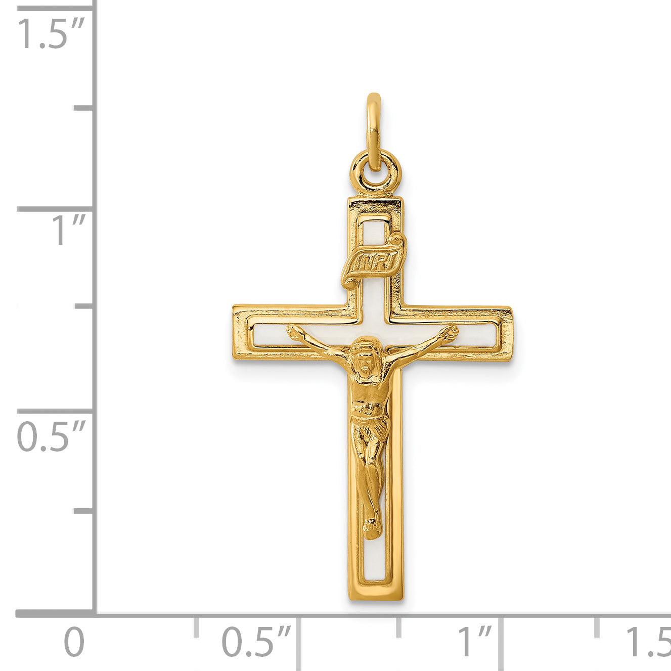 Sterling Silver Enamel With Yellow Vermeil INRI Crucifix Charm