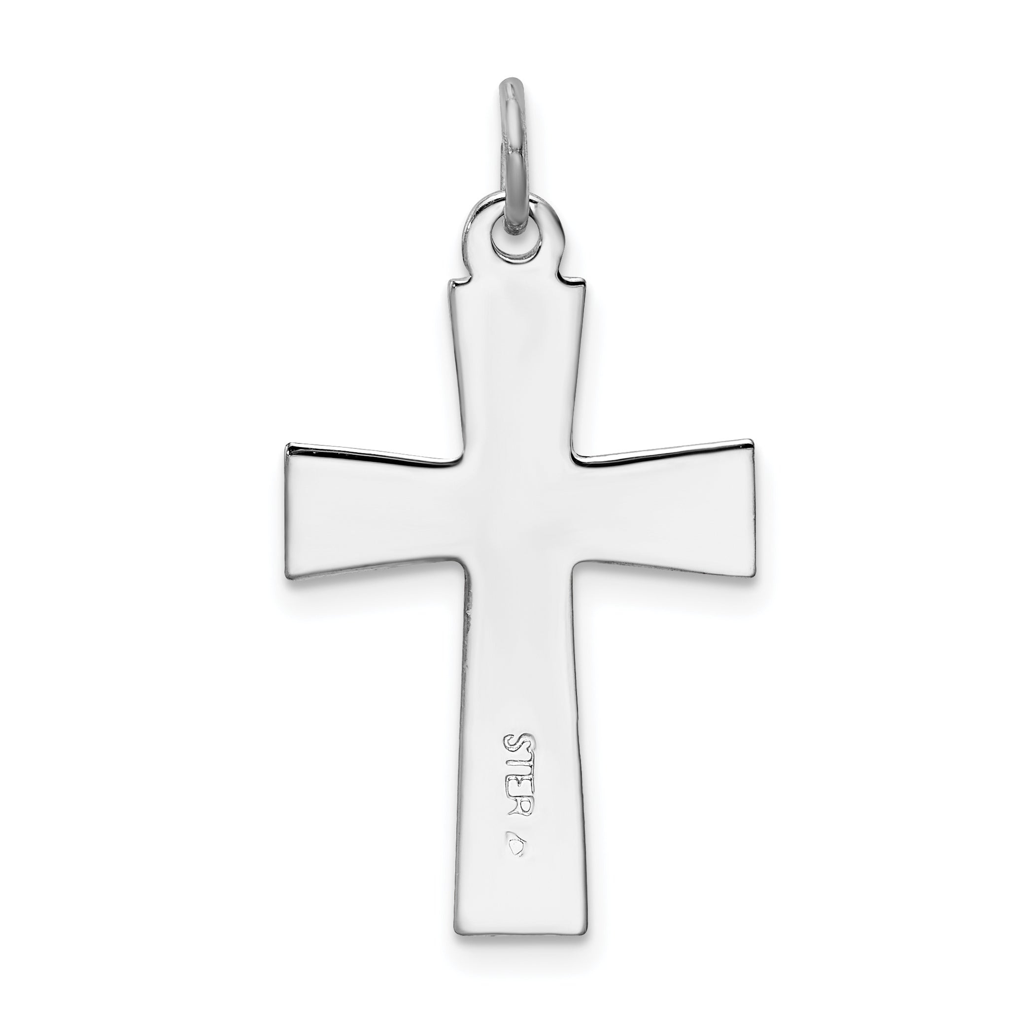 Sterling Silver 925 INRI Crucifix Charm with Rhodium-Plated Gold-Tone Finish