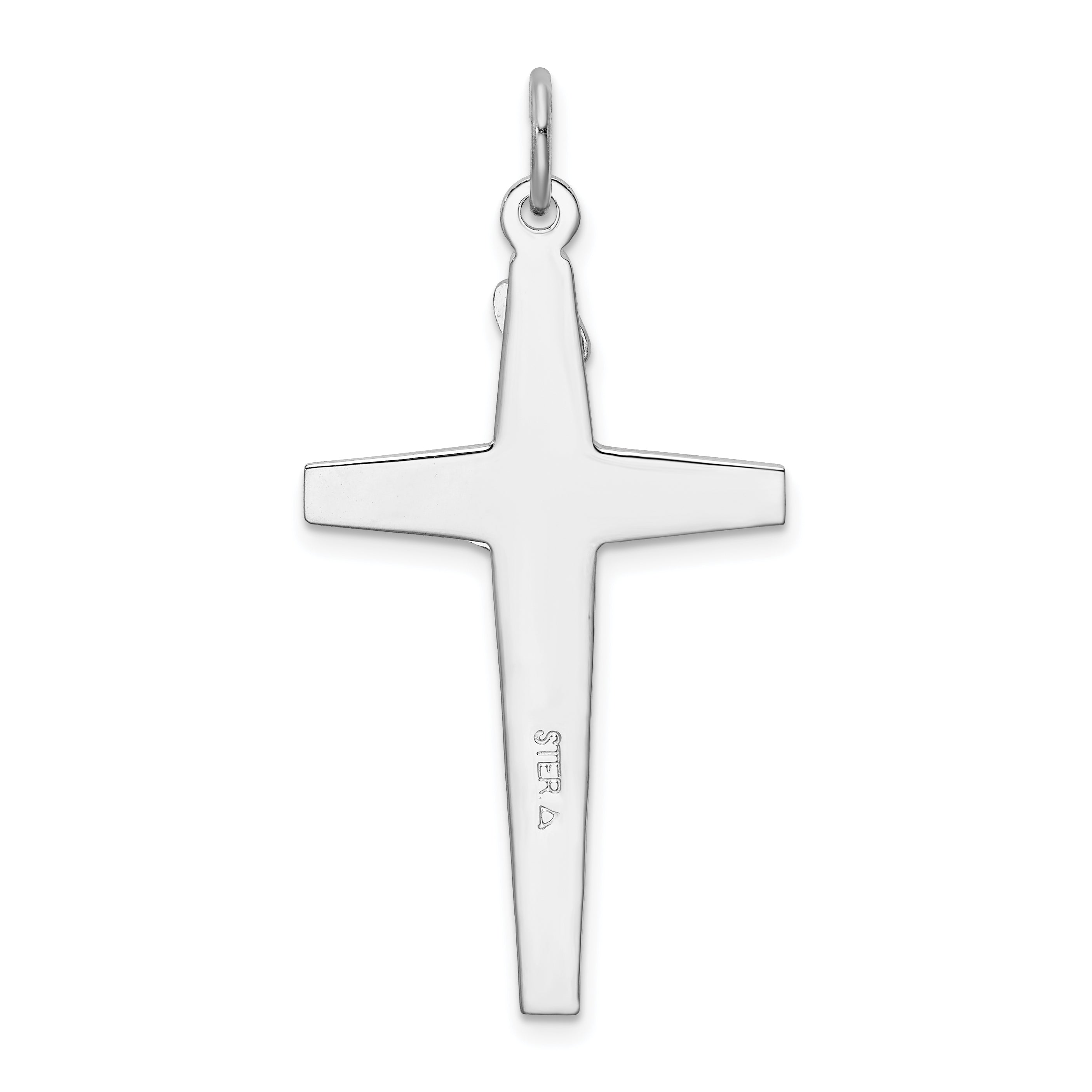 Sterling Silver 925 Rhodium-Plated Enameled Crucifix Pendant Polished Finish