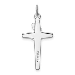 Sterling Silver 925 Rhodium-Plated Enameled Crucifix Charm  Polished, Solid Design