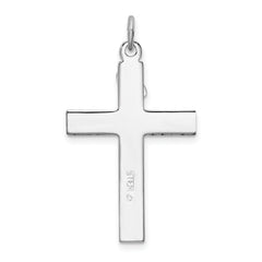 Sterling Silver 925 Polished Crucifix Pendant with Rhodium-Plated Enamel Finish