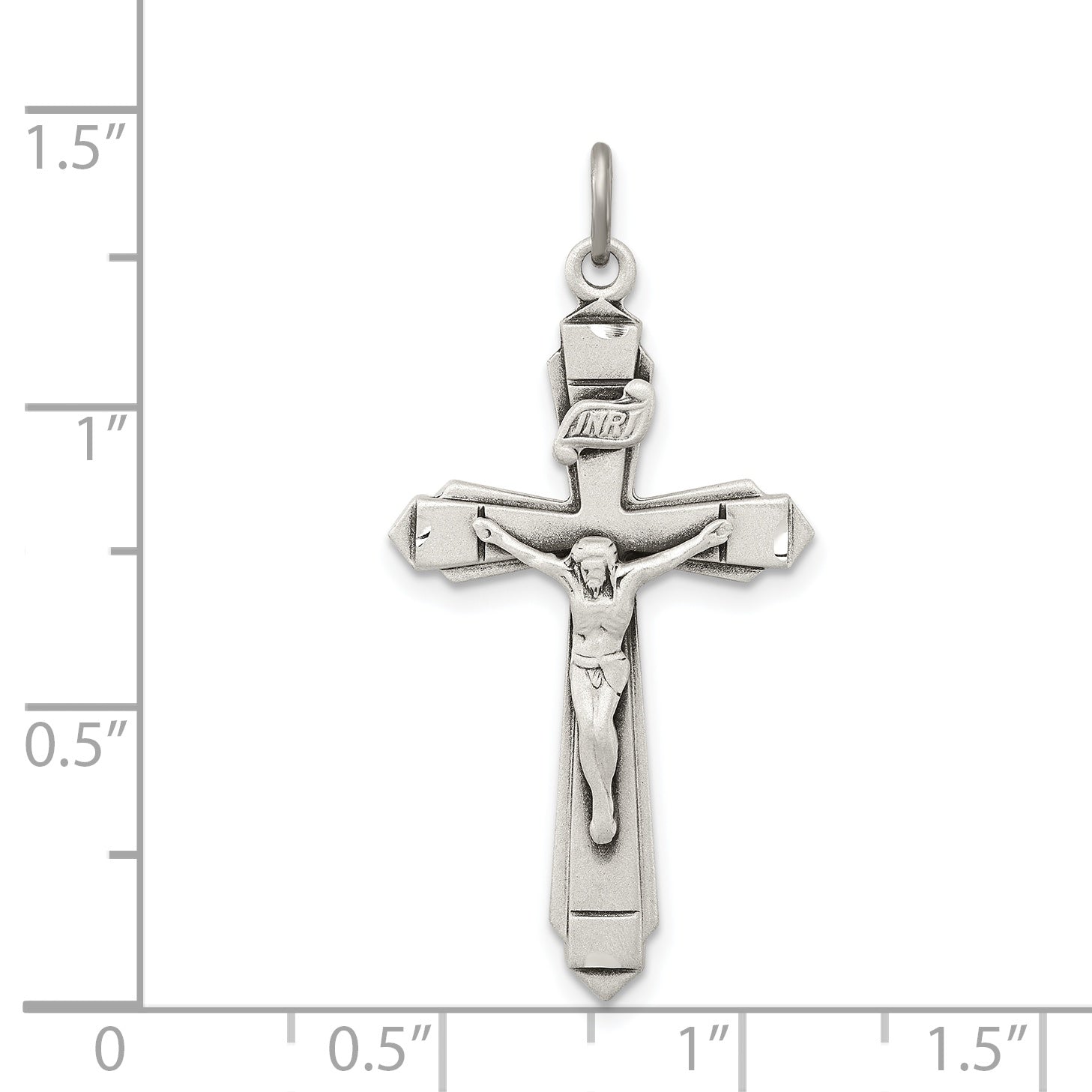 Sterling Silver 925 Antiqued Crucifix Pendant Polished Solid Vintage Style