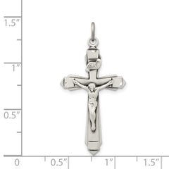 Sterling Silver 925 Antiqued Crucifix Pendant Polished Solid Vintage Style