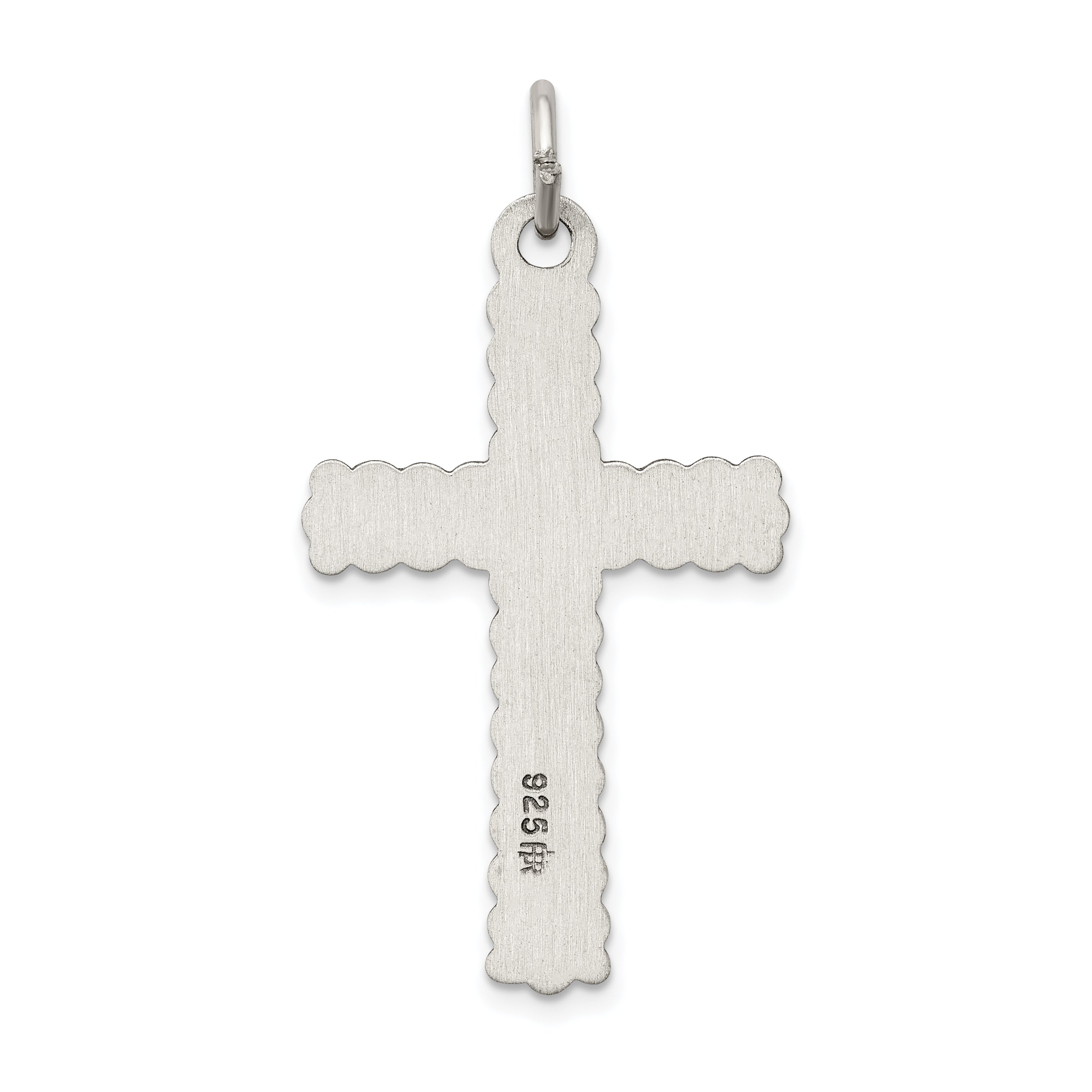 Sterling Silver 925 INRI Crucifix Pendant with Antiqued Polished Finish