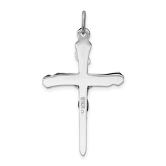 Sterling Silver 925 Rhodium-Plated Crucifix Pendant with Polished Solid Design