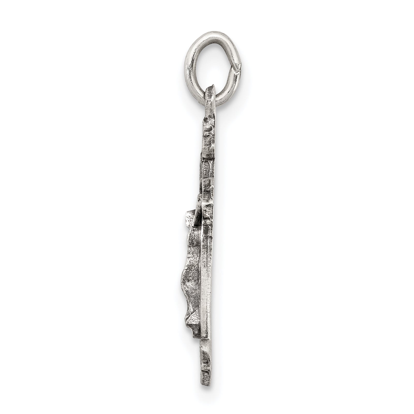 Sterling Silver 925 Antiqued INRI Crucifix Pendant with Polished Finish