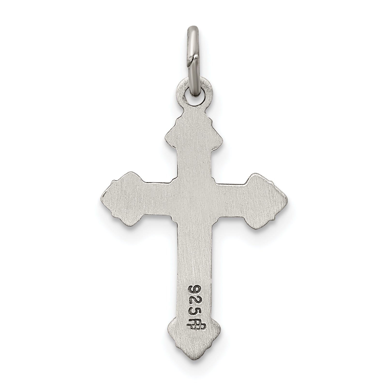 Sterling Silver 925 Antiqued INRI Crucifix Pendant with Polished Finish