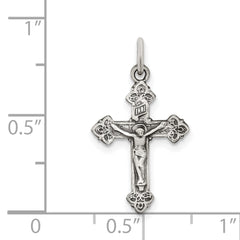 Sterling Silver 925 Antiqued INRI Crucifix Pendant with Polished Finish