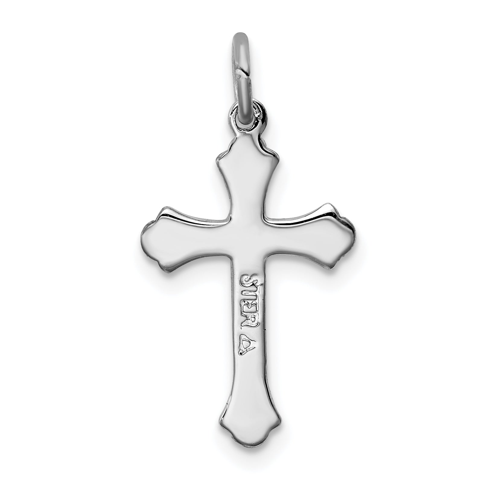 Sterling Silver Rhodium-Plated Crucifix Charm with Polished Finish