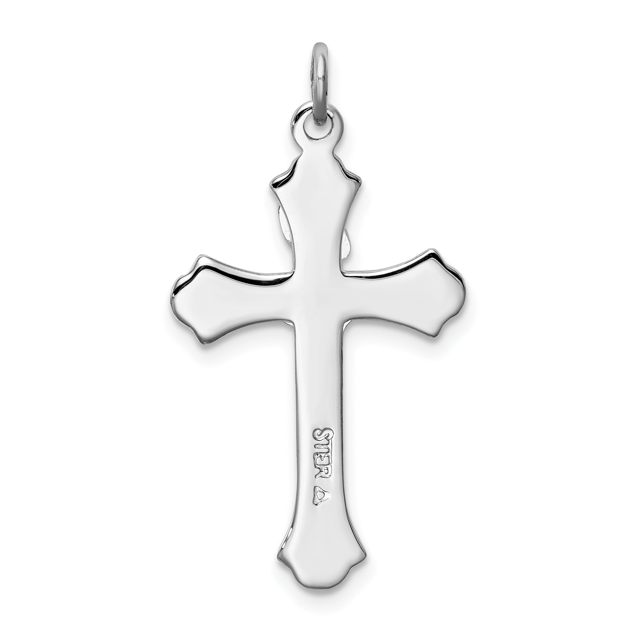 Sterling Silver Rhodium-Plated Crucifix Pendant with Polished Finish