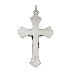 Sterling Silver 925 INRI Crucifix Pendant with Polished Palladium Finish