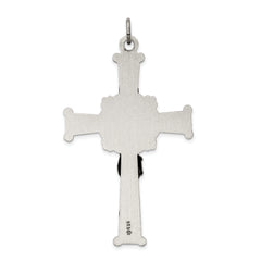 Sterling Silver 925 INRI Crucifix Pendant with Antiqued Polished Finish