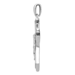 Sterling Silver Rhodium-plated CZ Crucifix Pendant