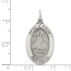 Sterling Silver 925 Antiqued Infant of Prague Medal Vintage-Inspired Charm