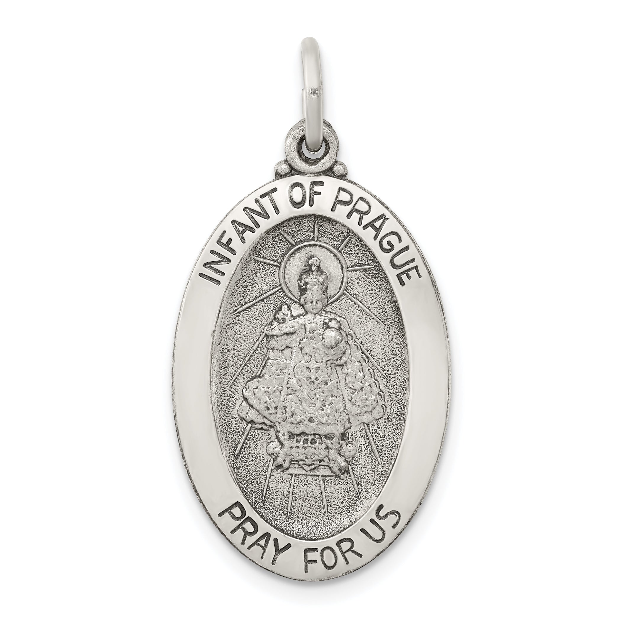 Sterling Silver Antiqued Infant of Prague Medal