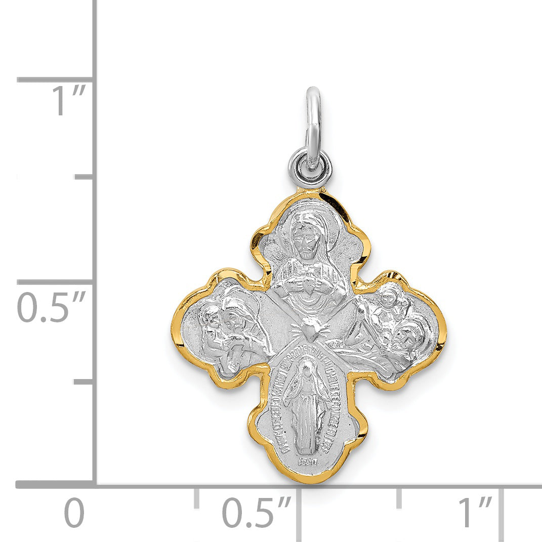 Sterling Silver Rhodium-plated & Vermeil 4-way Medal